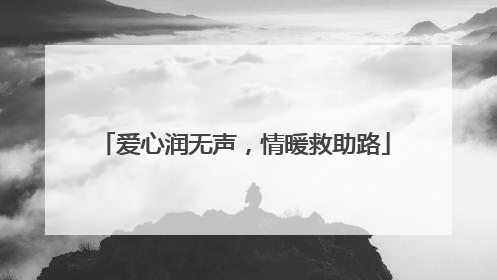 爱心润无声，情暖救助路