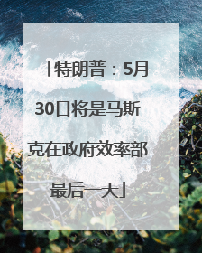 特朗普：5月30日将是马斯克在政府效率部最后一天