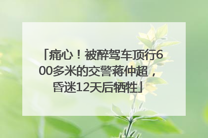 痛心！被醉驾车顶行600多米的交警蒋仲超，昏迷12天后牺牲