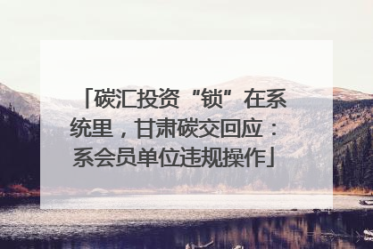 碳汇投资“锁”在系统里，甘肃碳交回应：系会员单位违规操作