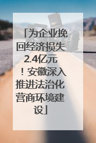 为企业挽回经济损失2.4亿元！安徽深入推进法治化营商环境建设
