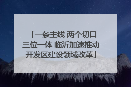 一条主线 两个切口 三位一体 临沂加速推动开发区建设领域改革