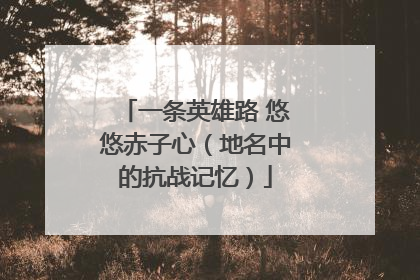 一条英雄路 悠悠赤子心（地名中的抗战记忆）
