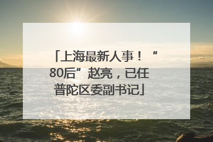 上海最新人事！“80后”赵亮，已任普陀区委副书记