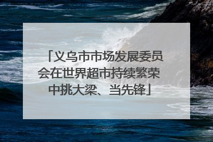 义乌市市场发展委员会在世界超市持续繁荣中挑大梁、当先锋