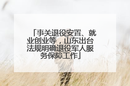 事关退役安置、就业创业等，山东出台法规明确退役军人服务保障工作