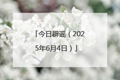 今日辟谣（2025年6月4日）