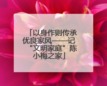 以身作则传承优良家风——记“文明家庭”陈小梅之家