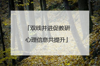 双线并进促教研 心理信息共提升