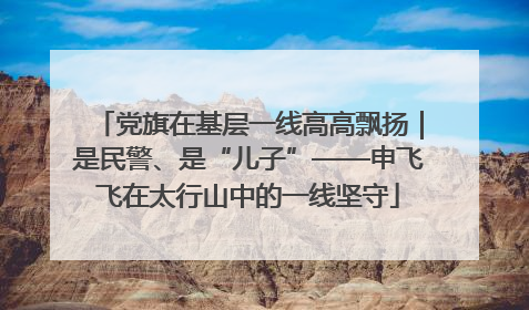 党旗在基层一线高高飘扬｜是民警、是“儿子”——申飞飞在太行山中的一线坚守