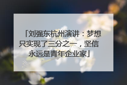 刘强东杭州演讲：梦想只实现了三分之一，坚信永远是青年企业家