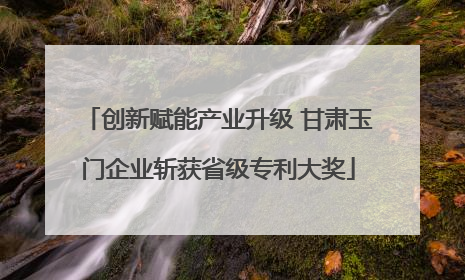 创新赋能产业升级 甘肃玉门企业斩获省级专利大奖