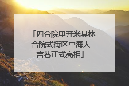 四合院里开米其林 合院式街区中海大吉巷正式亮相