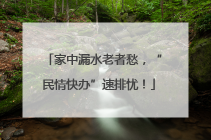 家中漏水老者愁，“民情快办”速排忧！