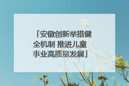 安徽创新举措健全机制 推进儿童事业高质量发展