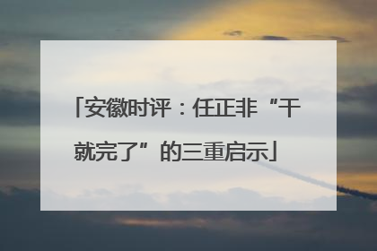 安徽时评：任正非“干就完了”的三重启示
