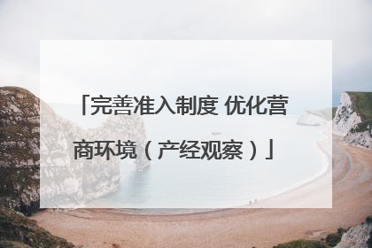 完善准入制度 优化营商环境（产经观察）