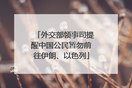 外交部领事司提醒中国公民暂勿前往伊朗、以色列