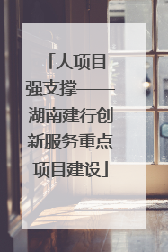 大项目 强支撑——湖南建行创新服务重点项目建设