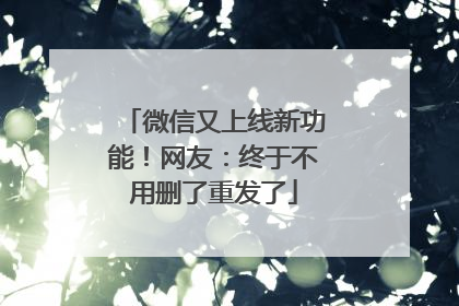 微信又上线新功能！网友：终于不用删了重发了