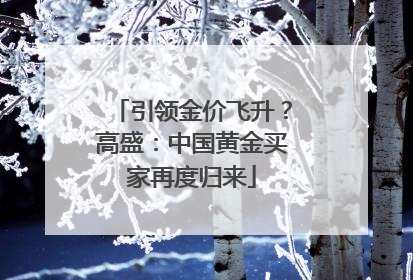 引领金价飞升？高盛：中国黄金买家再度归来