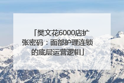 樊文花6000店扩张密码：面部护理连锁的底层运营逻辑