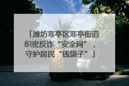 潍坊寒亭区寒亭街道织密反诈“安全网”，守护居民“钱袋子”