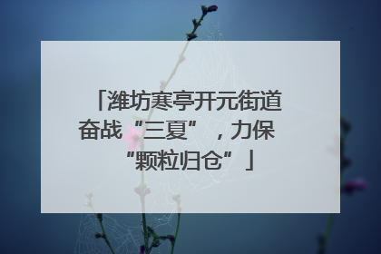 潍坊寒亭开元街道奋战“三夏”，力保“颗粒归仓”