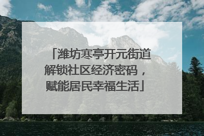 潍坊寒亭开元街道解锁社区经济密码，赋能居民幸福生活