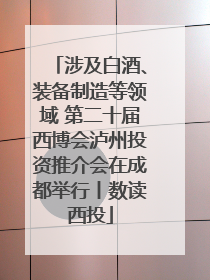 涉及白酒、装备制造等领域 第二十届西博会泸州投资推介会在成都举行丨数读西投