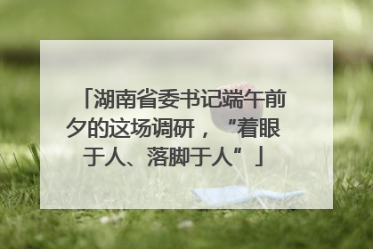 湖南省委书记端午前夕的这场调研，“着眼于人、落脚于人”