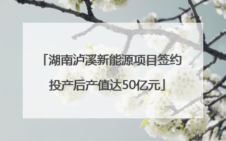 湖南泸溪新能源项目签约 投产后产值达50亿元