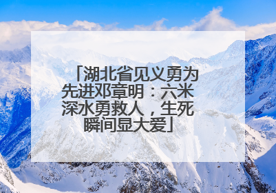 湖北省见义勇为先进邓章明：六米深水勇救人，生死瞬间显大爱