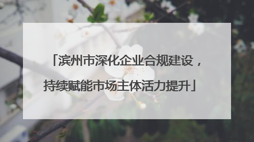 滨州市深化企业合规建设，持续赋能市场主体活力提升