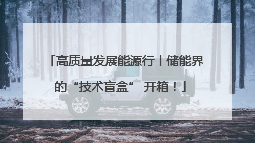 高质量发展能源行丨储能界的“技术盲盒” 开箱！