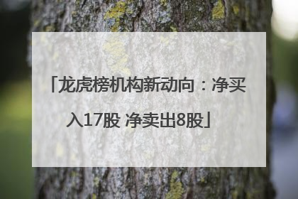 龙虎榜机构新动向：净买入17股 净卖出8股