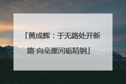 黄成辉：于无路处开新路 向毫厘间砺精钢
