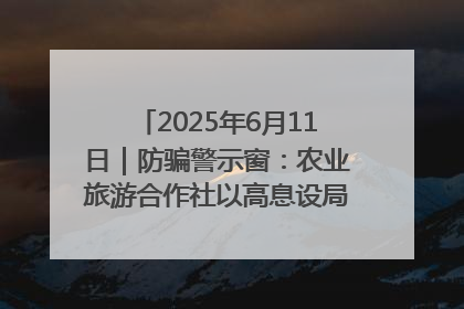 2025年6月11日｜防骗警示窗：农业旅游合作社以高息设局，集资380万